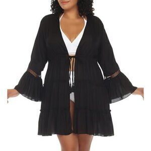 Raviya Plus Size Front Open Tunic Cover-up Swimsuit